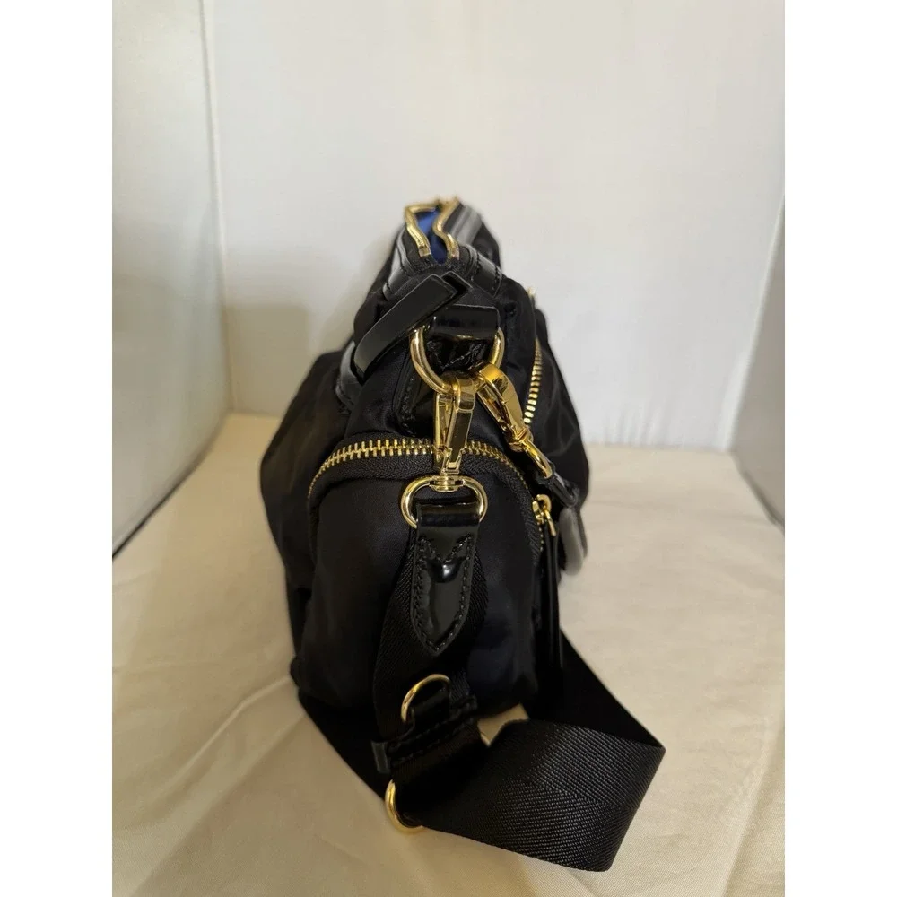 MZ Wallace Chelsea Crossbody Black Purse Bag travel ripstop nylon Gold
